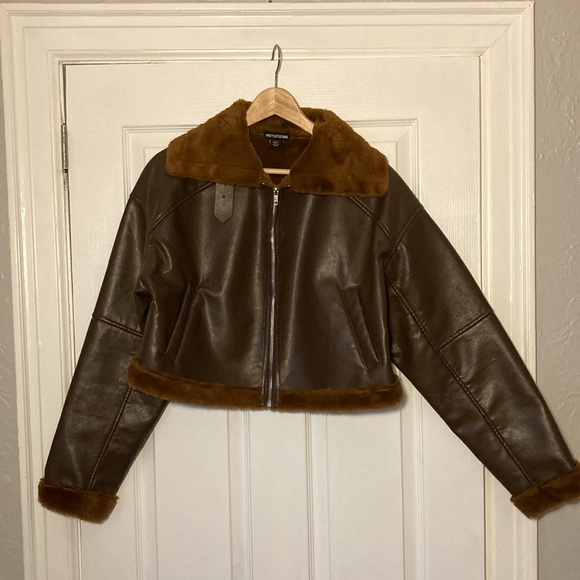 PrettyLittleThing Faux Fur Leather Jacket - Picture 2 of 8